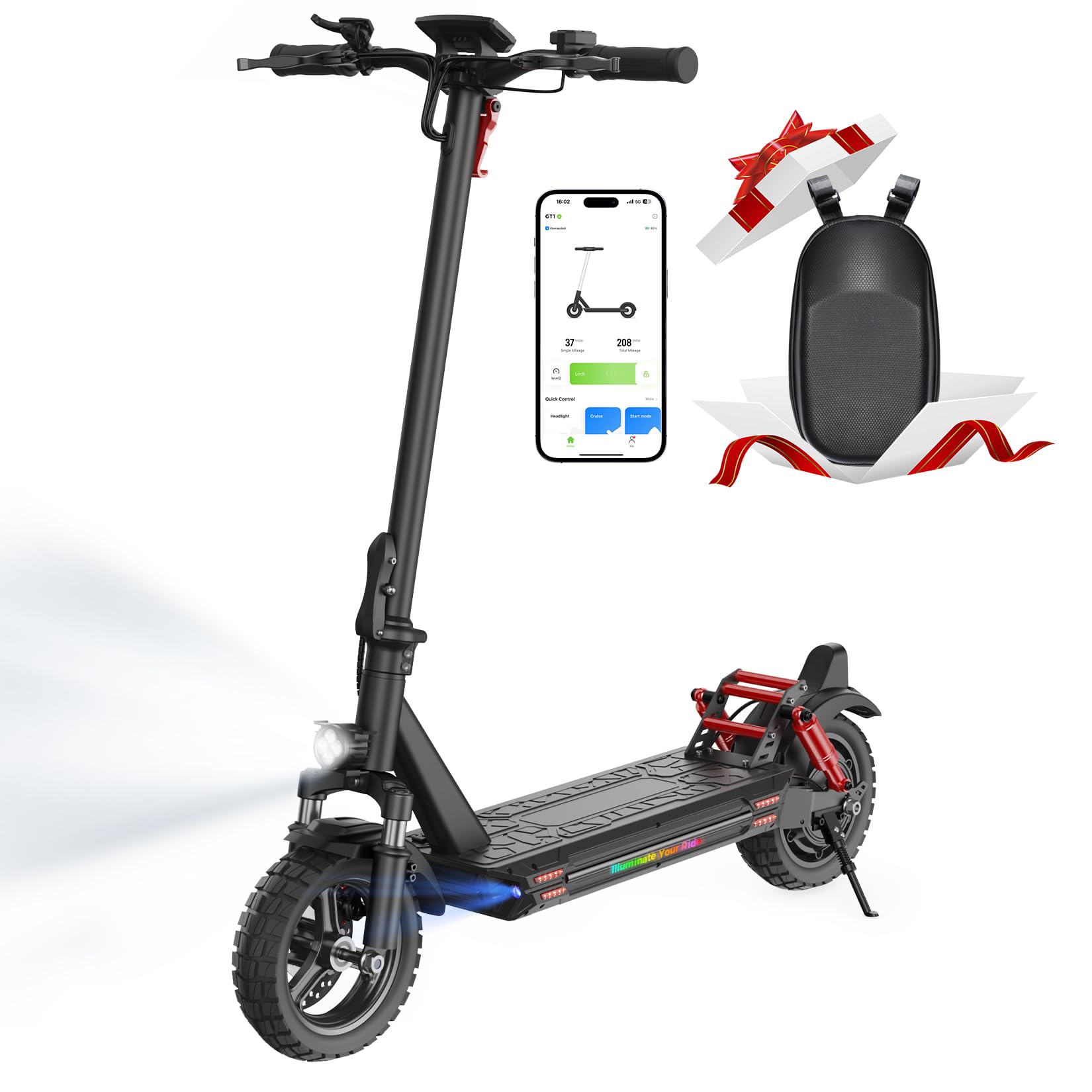 iScooter Trottinette électrique pour Adulte 10"avec serrures électroniques et contrôle app, autonomie 40-45 km, Max 25 k